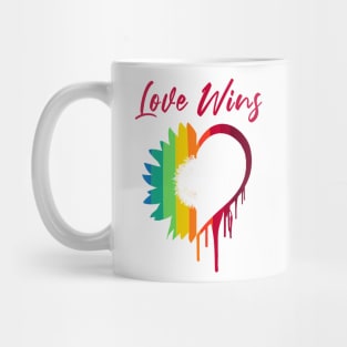 Love Wins Sunflower Rainbow Heart Mug